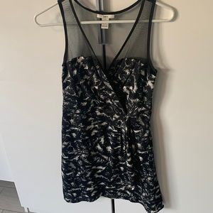 Black and white dress with mesh detail